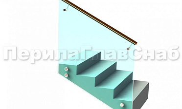 Ограждение с деревянным поручнем на выносе на точечном креплении на лестнице купить в Волгограде