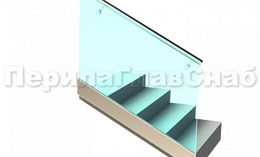 Ограждение с поручнем на выносе в зажимном профиле на лестнице купить в Волгограде