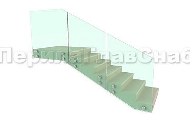 Ограждение для лестницы на несущем стекле с точечным креплением в торец для крыльца купить в Волгограде