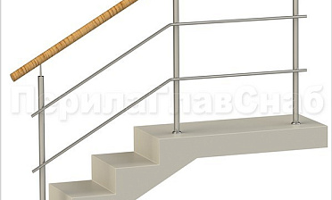 Два ригеля на сварке, круглый пластиковый поручень и круглые стойки купить в Волгограде