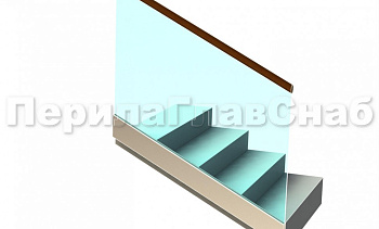 Ограждение с деревянным поручнем на профиле на лестнице в Волгограде. Готовые проекты ПерилаГлавСнаб