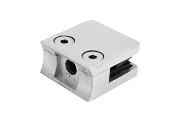 Стеклодержатель литой квадратный с вставками под стекло 8-10 мм (4+4 мм), на стойку Ø38.1 мм, 41х22х42, полированный, (AISI 304) k004-10 купить в Волгограде