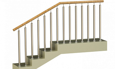 Ограждения с двумя стойками в каждую ступень с пластиковым поручнем и без ригелей купить в Волгограде