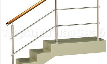 Два ригеля на держателях, круглый деревянный поручень и круглые стойки купить в Волгограде