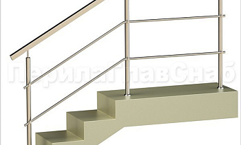 Два ригеля на держателях, квадратный поручень и круглые стойки в Волгограде. Готовые проекты ПерилаГлавСнаб