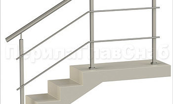 Два ригеля на сварке, круглый поручень и квадратные стойки в Волгограде. Готовые проекты ПерилаГлавСнаб