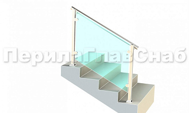 Ограждения для лестницы с поручнем на выносе с зажимными стеклодержателями и квадратными стойками купить в Волгограде