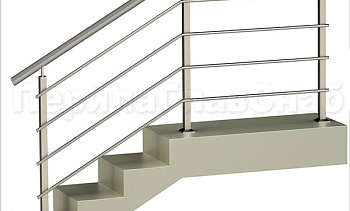 Четыре ригеля на сварке, круглый поручень и квадратные стойки в Волгограде. Готовые проекты ПерилаГлавСнаб