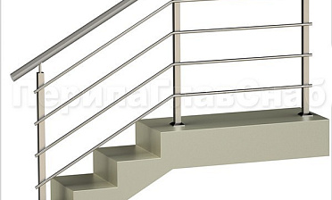 Четыре ригеля на сварке, круглый поручень и квадратные стойки купить в Волгограде