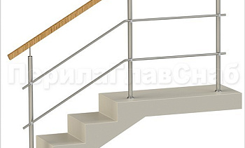 Два ригеля на держателях, квадратный деревянный поручень и круглые стойки в Волгограде. Готовые проекты ПерилаГлавСнаб