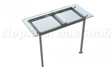 Стеклянный козырек на прямом каркасе со стойками купить в Волгограде