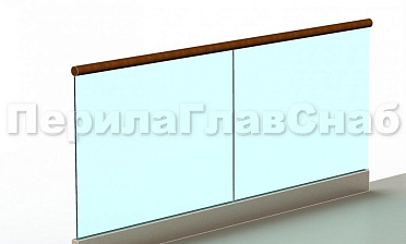 Ограждение с деревянным поручнем на профиле купить в Волгограде