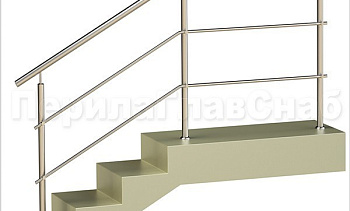 Два ригеля на держателях, круглый поручень и круглые стойки в Волгограде. Готовые проекты ПерилаГлавСнаб