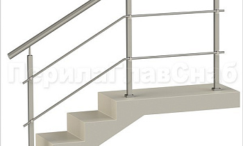 Два ригеля на держателях, круглый поручень и квадратные стойки в Волгограде. Готовые проекты ПерилаГлавСнаб