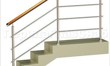 Три ригеля на сварке, круглый деревянный поручень и круглые стойки купить в Волгограде