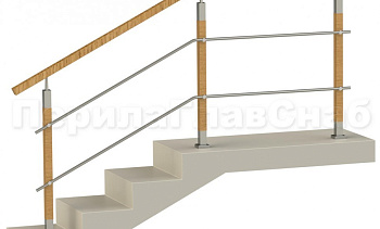 Два ригеля на держателях, квадратный деревянный поручень и квадратные деревянные стойки в Волгограде. Готовые проекты ПерилаГлавСнаб