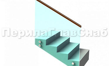 Ограждение с квадратным деревянным поручнем на точечном креплении на лестнице купить в Волгограде