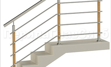 Четыре ригеля на держателях, квадратный поручень и стойки с деревянными вставками купить в Волгограде