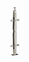 Стойка эксклюзивная из двух пластин с двумя пластинчатыми стеклодержателями, крепление в пол, регулируемый ложемент (AISI 304) k769 купить в Волгограде