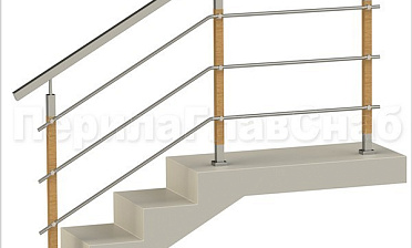 Три ригеля на держателях, квадратные поручень и деревянные стойки купить в Волгограде