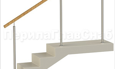 Нержавеющие ограждения без ригелей с квадратным деревянным поручнем купить в Волгограде