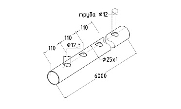 Труба AISI 304 25х1х6000, с перфорацией под  Ø12, 30°, GRIT 600 837-5 купить в Волгограде Труба AISI 304 25х1х6000, с перфорацией под  Ø12, 30°, GRIT 600 837-5 купить в Волгограде