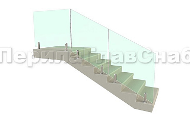 Цельностеклянное лестничное ограждение на министойках из нержавеющей стали для крыльца купить в Волгограде