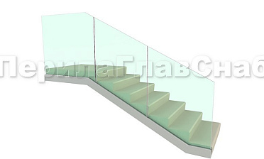 Цельностеклянное ограждение на зажимном алюминиевом профиле для крыльца купить в Волгограде