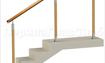 Нержавеющие ограждения без ригелей с круглым деревянным поручнем и стойками с деревянными вставками в Волгограде. Готовые проекты ПерилаГлавСнаб Нержавеющие ограждения без ригелей с круглым деревянным поручнем и стойками с деревянными вставками в Волгограде. Готовые проекты ПерилаГлавСнаб