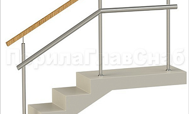 Ограждения с квадратным деревянным поручнем и дополнительным поручнем без ригелей купить в Волгограде